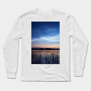 Night shining clouds over lake in Finland Long Sleeve T-Shirt